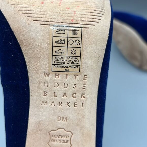 White House Black Market Blue Velvet Rhinestone Heels - Picture 6 of 7